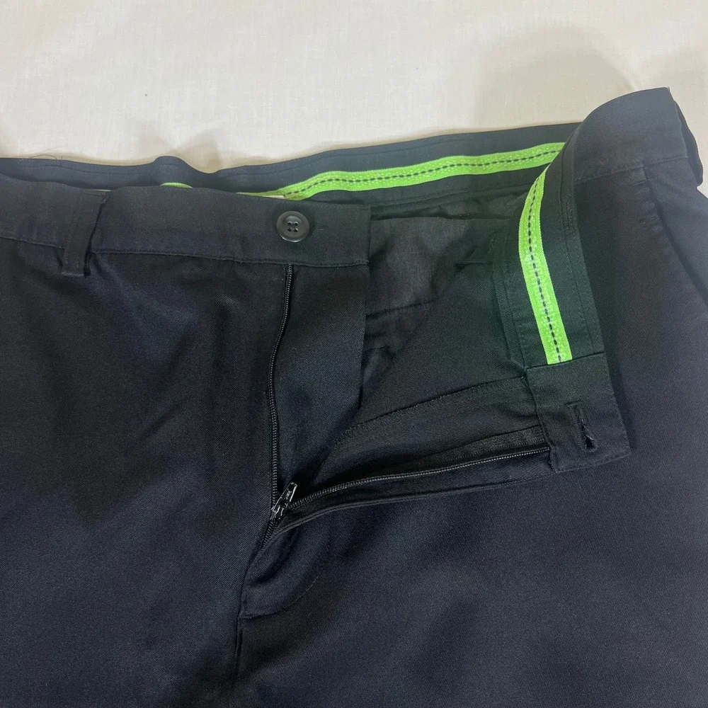 IZOD Golf Mens Black Flat Front Performance Pants 36x32 Gripper Waistband